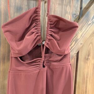 Pull&Bear Ruched Brown Dress